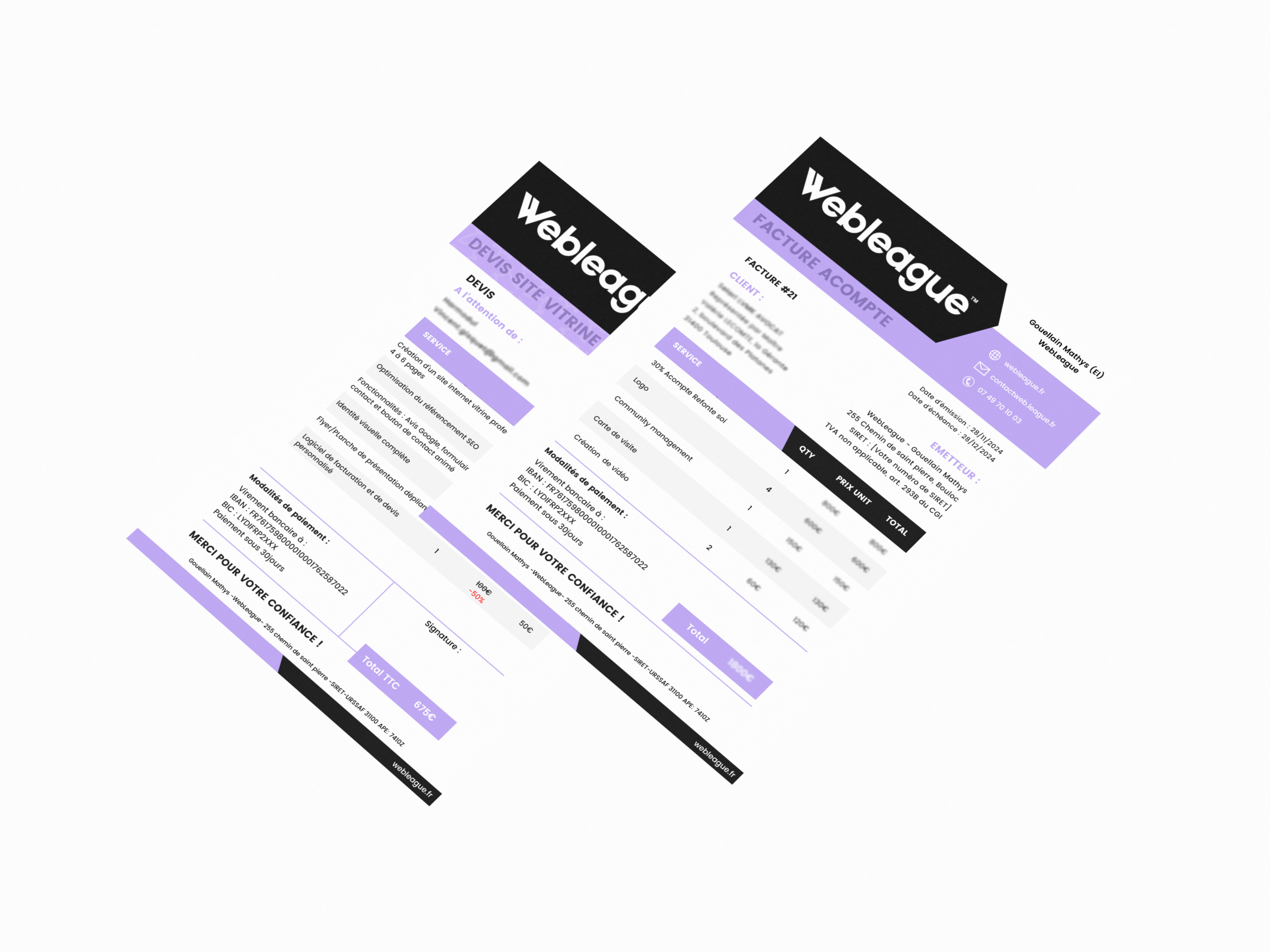Exemple du système de devis et facturation WebLeague