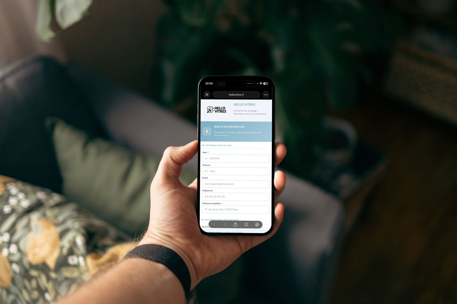 Bon d’intervention digital créé pour Hello Vitres